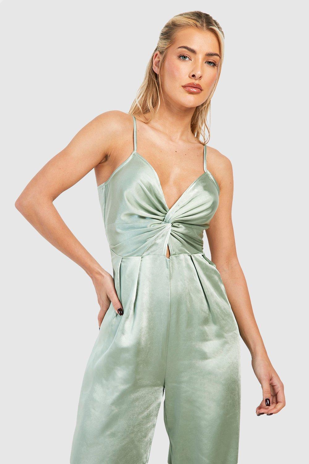 Boohoo twist cheap front jumpsuit